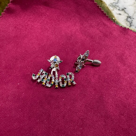 Dior Jadior bee silver tone multicolor crystal earrings - Picture 6 of 7